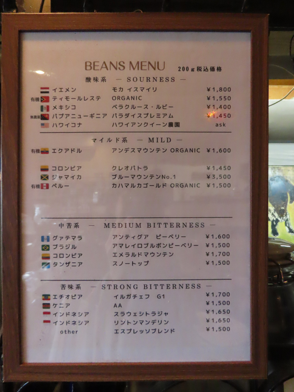 豆は200gから購入できます。